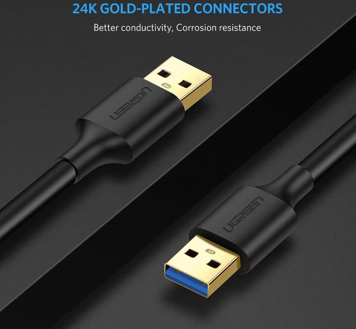 UGREEN 10369 USB-A naar USB-A Kabel 5Gbps 0.5m - Zwart