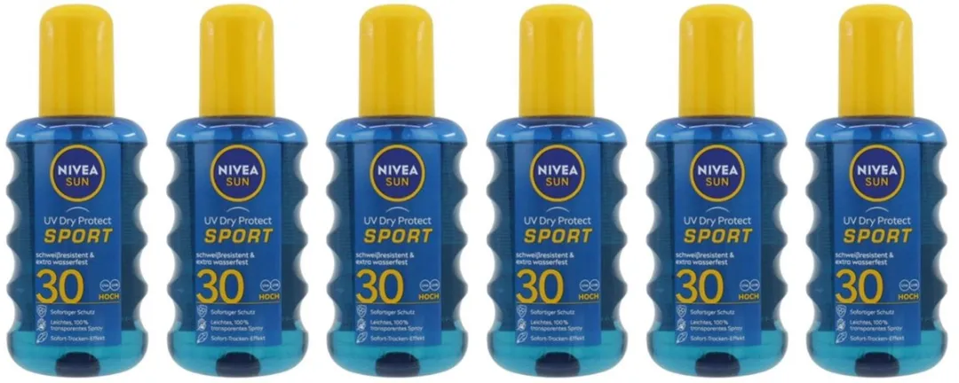 NIVEA SUN Sport SPF 30 Zonnebrandspray 200ml - 6 Stuks