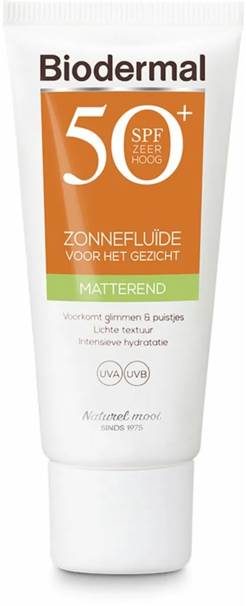 Biodermal Zonnefluïde Gezicht Matterend SPF 50