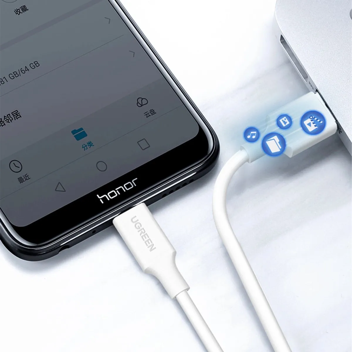 UGREEN US289 USB naar micro-USB-kabel - 1m - Wit