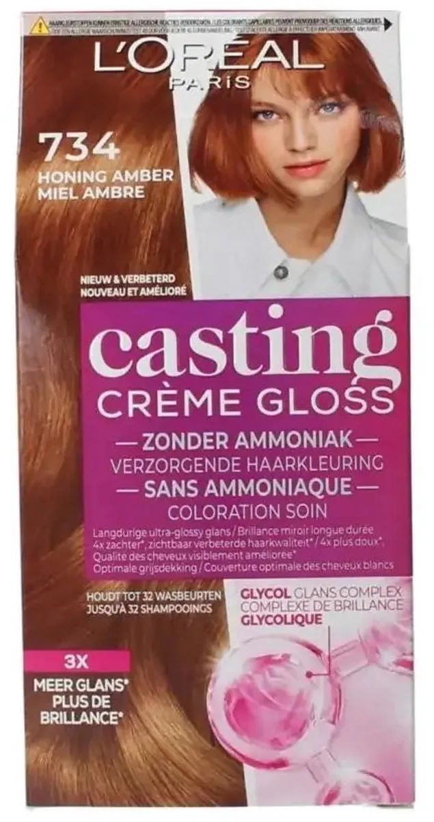 L'Oréal Paris Casting Crème Gloss 734 Semi-permanente Haarkleuring - Midden Goud Koperblond