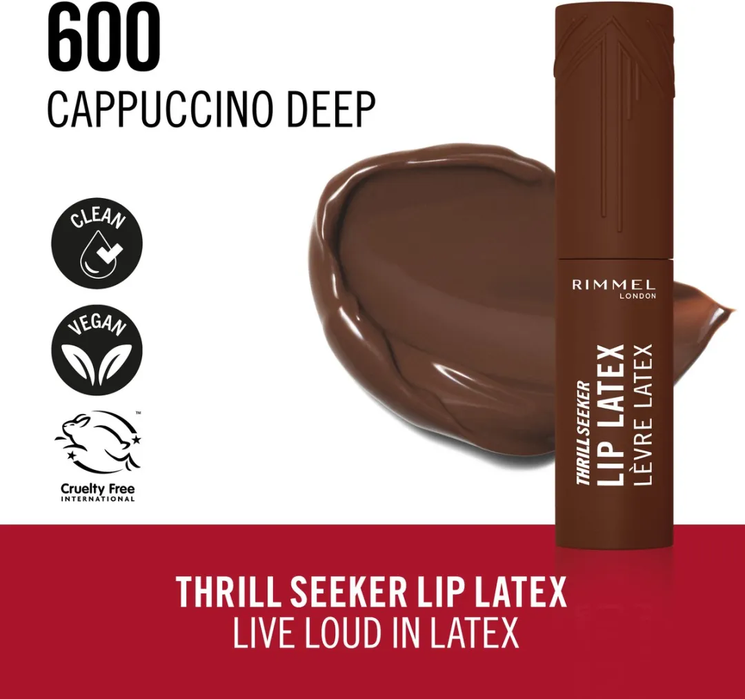 Rimmel London Thrill Seeker Lip Latex Cappuccino Deep - 3 Stuks