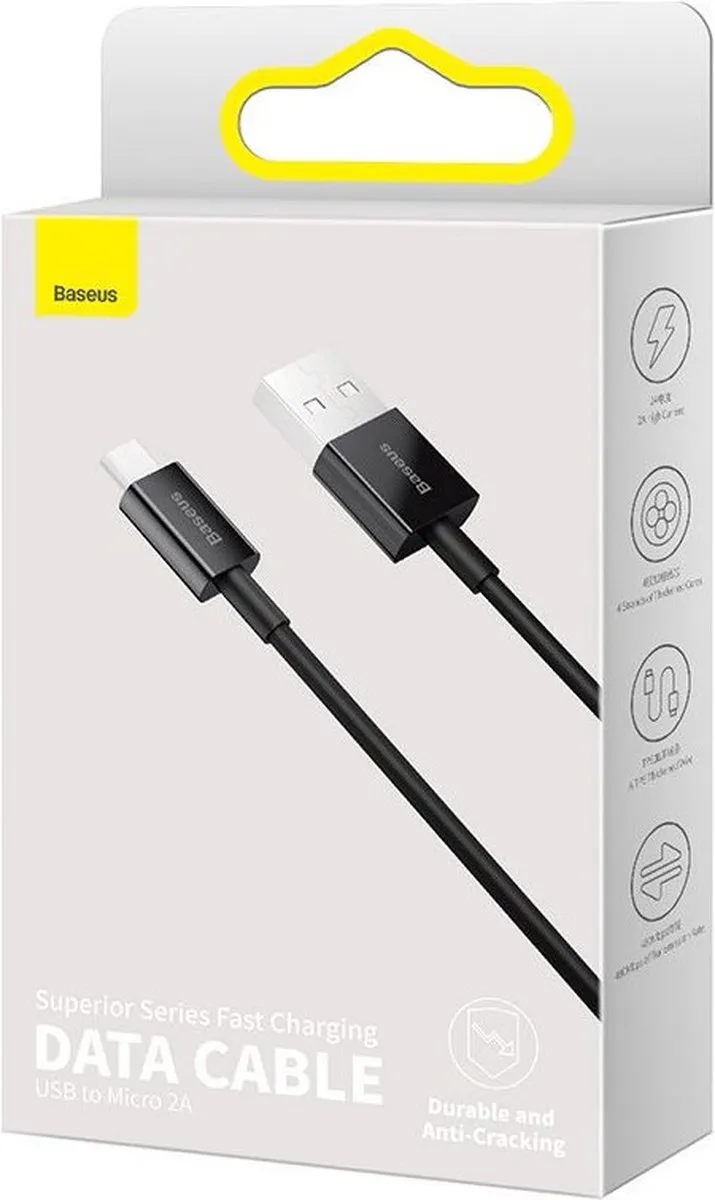 Baseus Superior USB-A/micro USB Kabel 2A 2m - Zwart