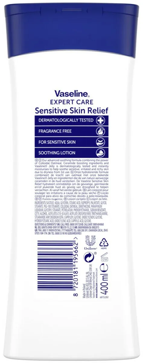 Vaseline Bodylotion Expert Care Sensitive Skin Relief 400ml