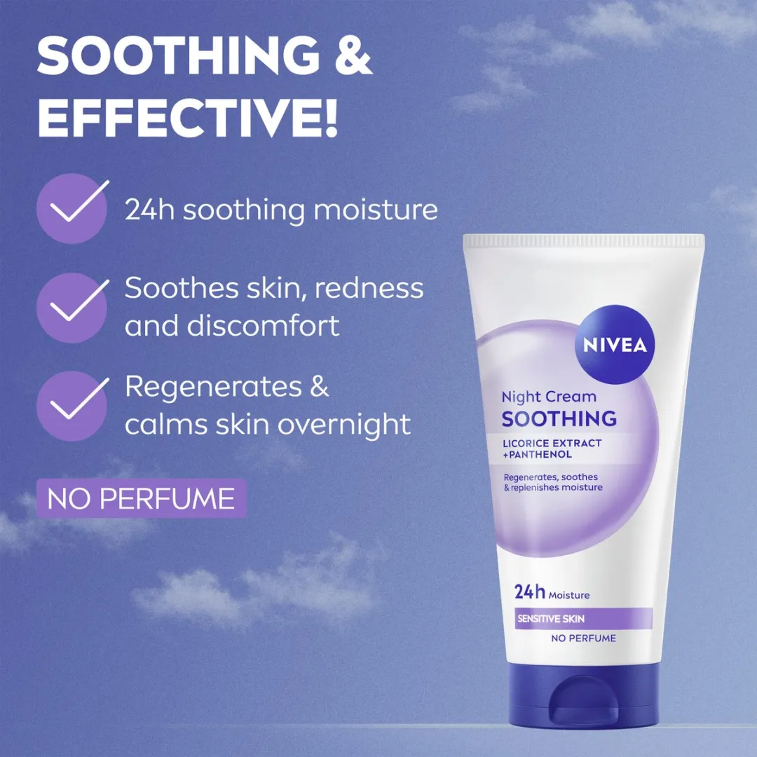 NIVEA Verzachtende Nachtcrème Gevoelige Huid - 3x50ml - afbeelding 6 van 6