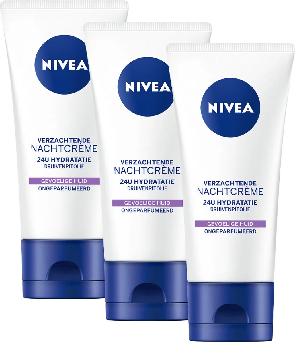 NIVEA Verzachtende Nachtcrème Gevoelige Huid - 3x50ml