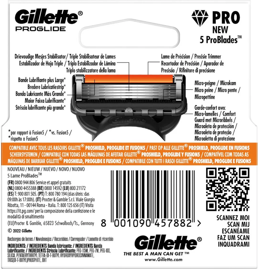 Gillette Fusion 5 Proglide Vervangende Mesjes - 5 Bladen - 4 Stuks