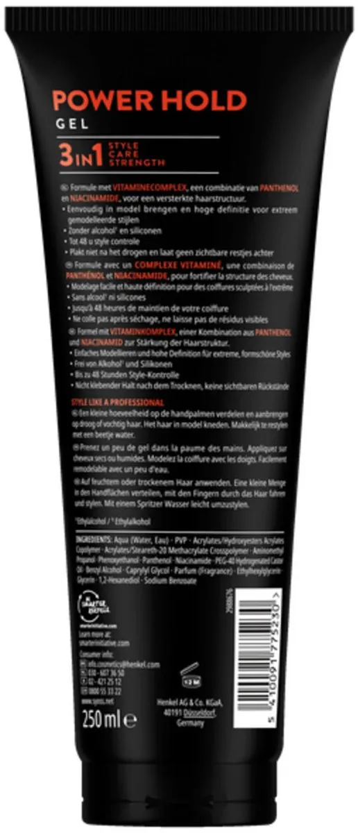 SYOSS Power Hold Haargel Extra Sterke Fixatie 750ml - 3 Stuks
