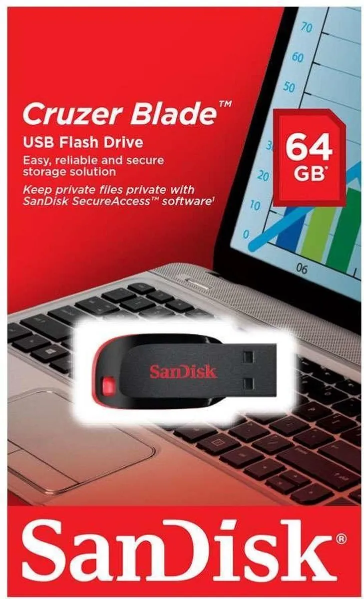 SanDisk Cruzer Blade USB-stick 64GB - Zwart