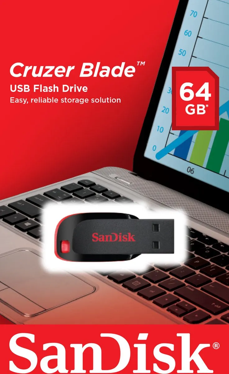 SanDisk Cruzer Blade USB-stick 64GB - Zwart - afbeelding 6 van 6