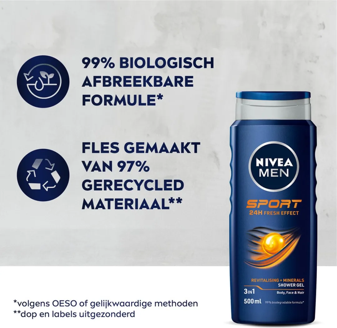 NIVEA Men Sport Douchegel 500ml - 3 Stuks