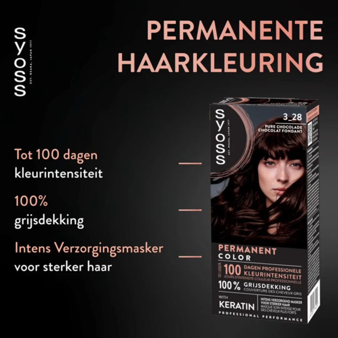 SYOSS Coloration 3-28 Pure Chocolade Haarverf - 10 Stuks