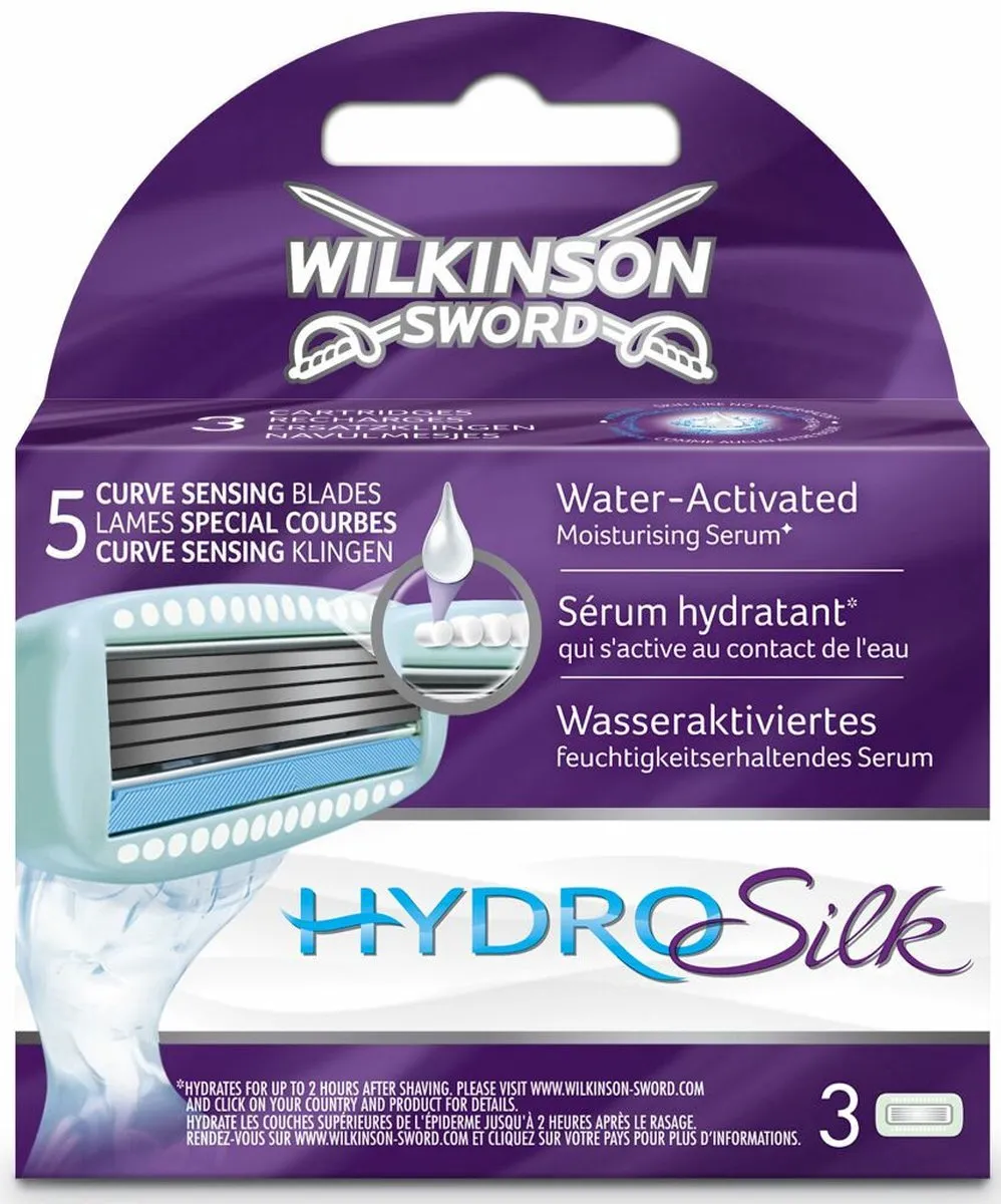 Wilkinson Sword HYDRO Silk Vrouwen Scheermesjes - 15 Stuks (3x5) - Blauw/Paars/Zilver