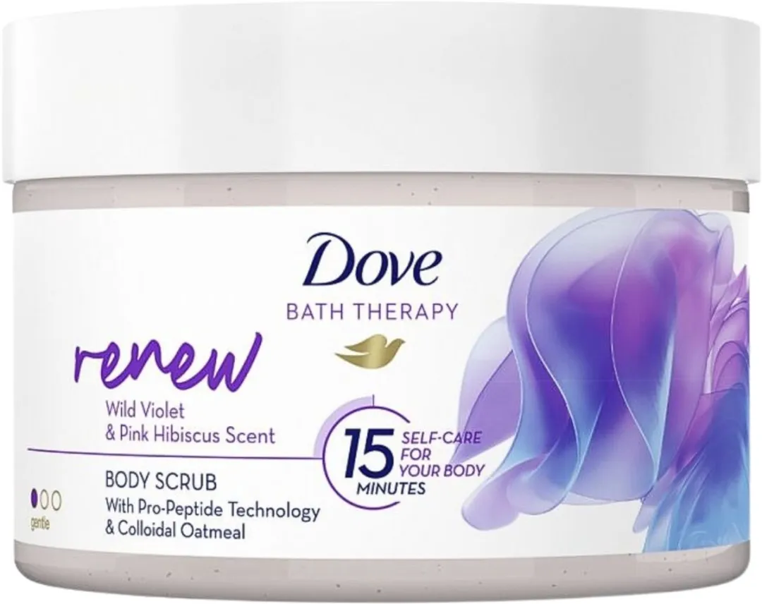 Dove Bath Therapy Renew Bodyscrub Wilde Viooltjes & Roze Hibiscus 590ml