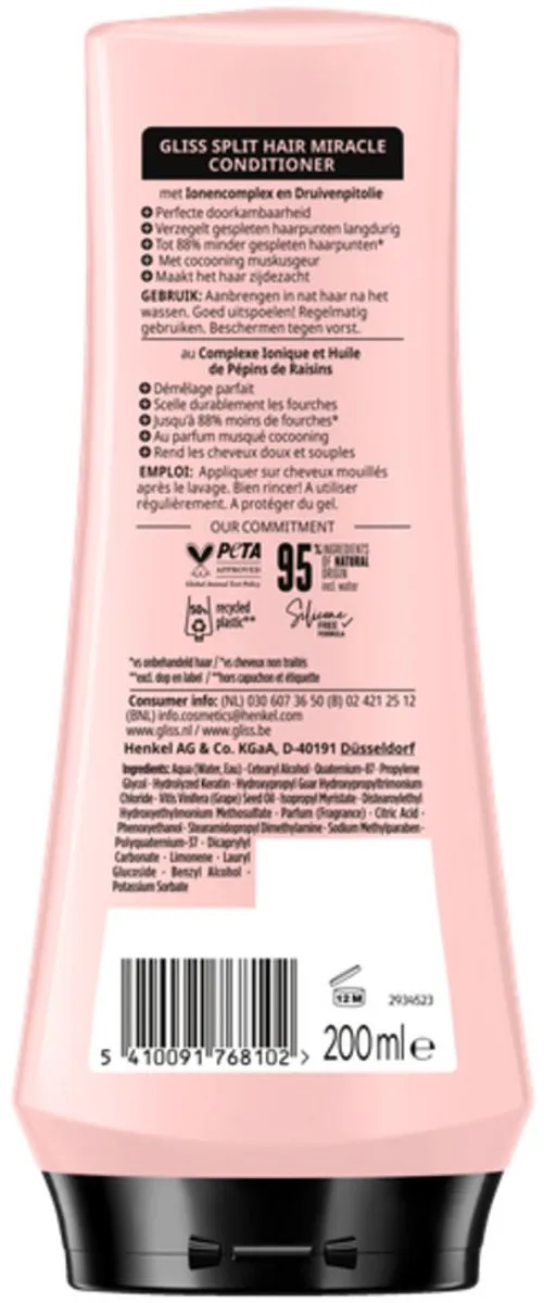 Schwarzkopf Gliss Hair Repair Conditioner 200ml - 10 Stuks