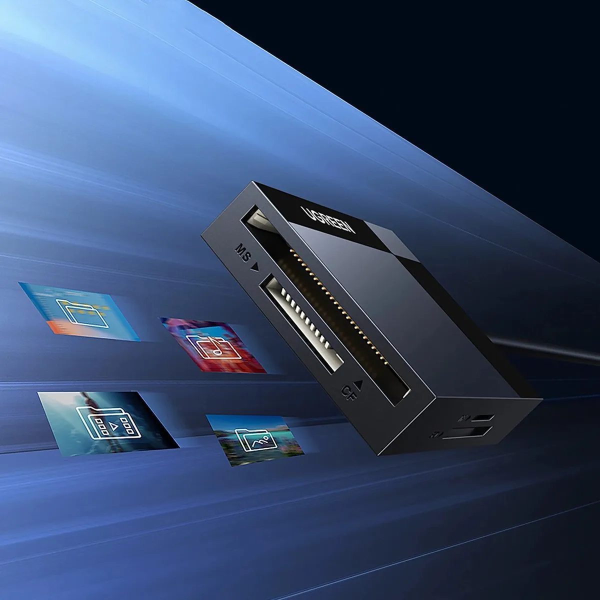 UGREEN USB 3.0 Kaartlezer SD/Micro SD/CF/MS - Zwart