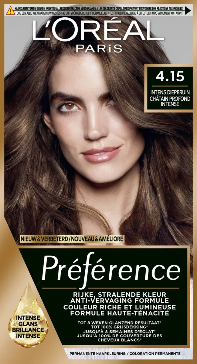 L'Oréal Paris Préférence 4.15 Permanente Haarkleuring - 996ml