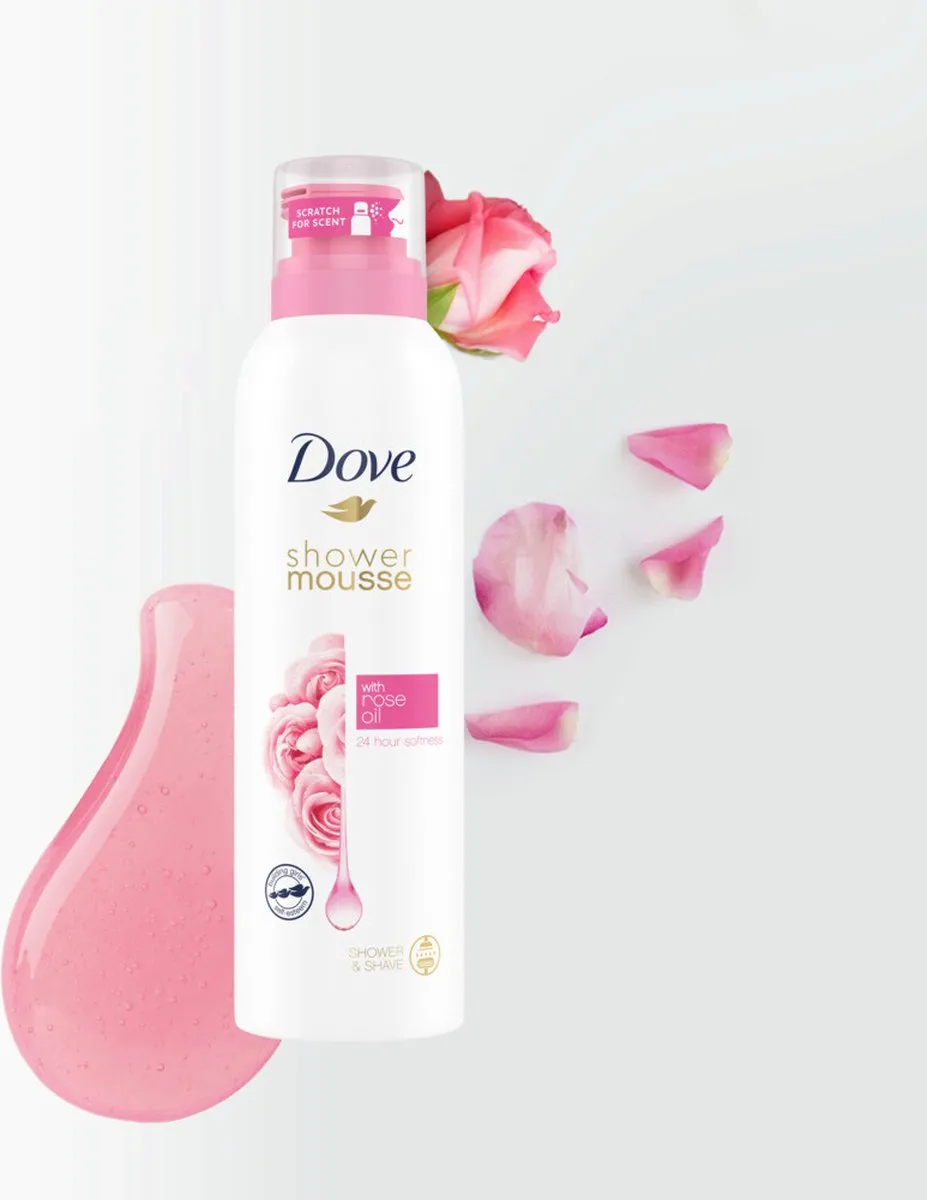 Dove Shower Mousse Rose Oil - 6x200ml