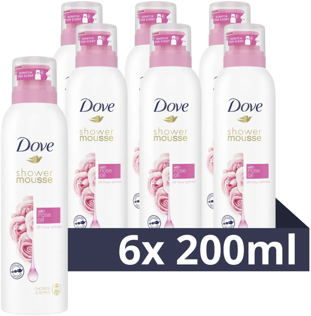 Dove Shower Mousse Rose Oil - 6x200ml