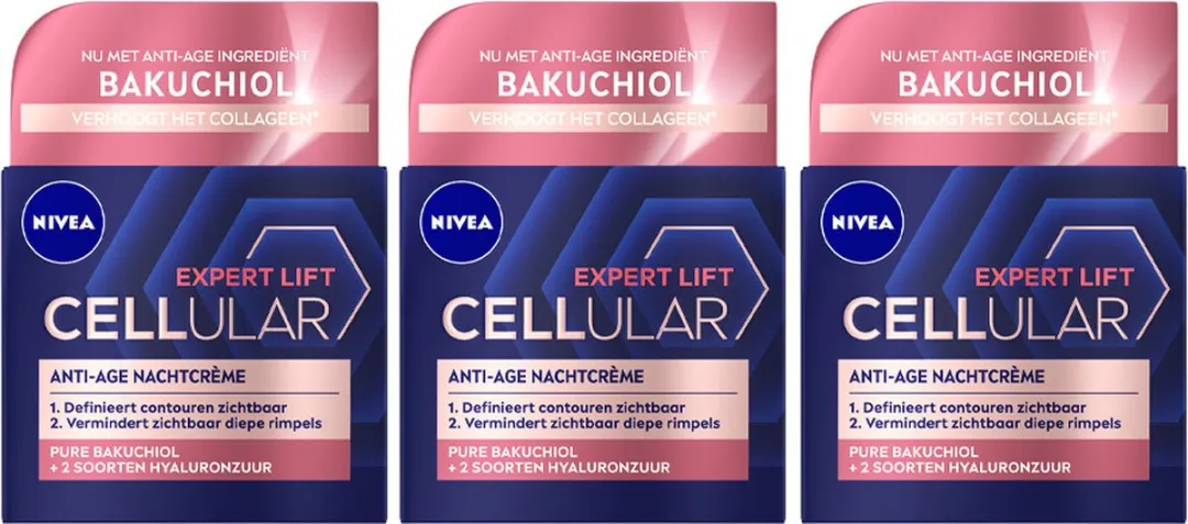 NIVEA Cellular Expert Lift Anti-Age Nachtcrème - 3x50ml
