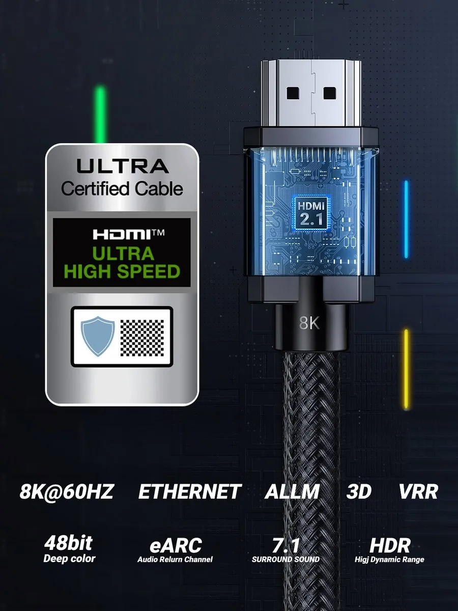 Ugreen HDMI 2.1 Kabel 8K 60Hz 3m - Grijs