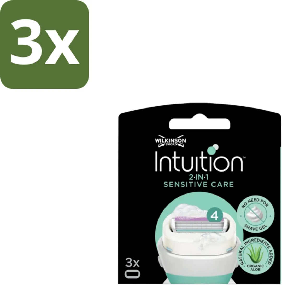 3 x Wilkinson – Scheermesjes – Intuition Dry Skin Sensitive Care – 3 Scheermesjes - Scheermesjes - Gevoelige Huid - Aloe Vera - Vitamine E - Huidverzorging