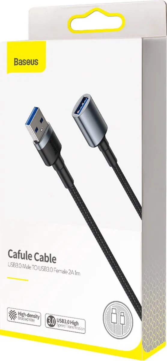 Baseus USB 3.0 Male naar Female Kabel 1m - 2A - Zwart - afbeelding 6 van 6