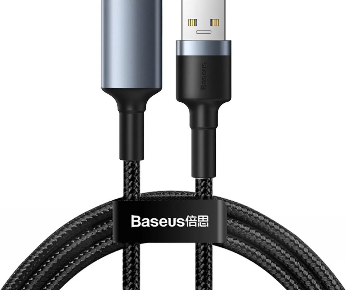 Baseus USB 3.0 Male naar Female Kabel 1m - 2A - Zwart