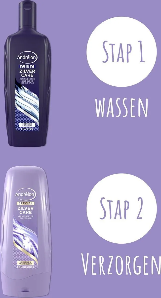 Andrélon Zilver Care Men Shampoo - 6 x 300 ml - Voordeelverpakking