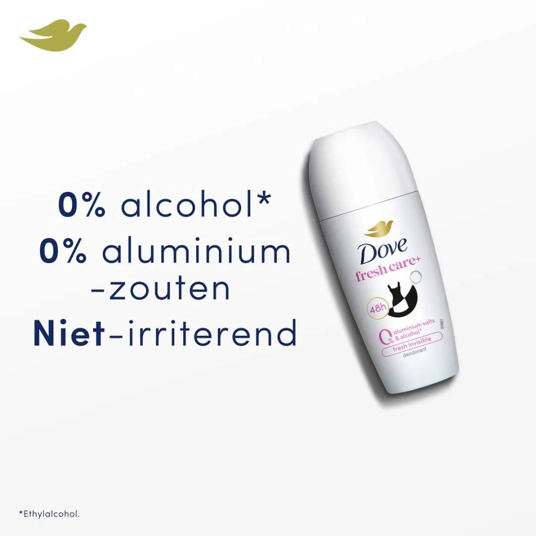 Dove Deodorant Roller Fresh Invisible 0% Aluminiumzouten - 6x50ml - afbeelding 3 van 6