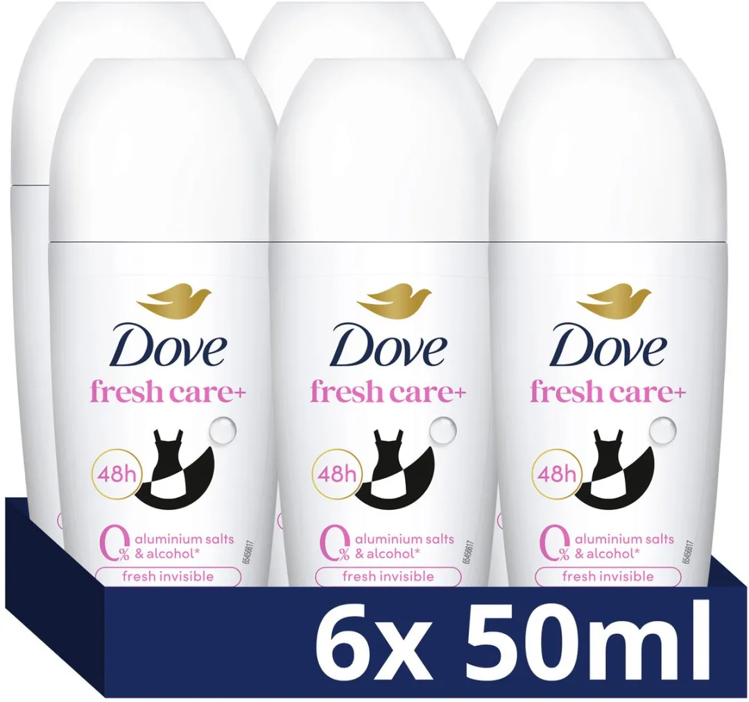 Dove Deodorant Roller Fresh Invisible 0% Aluminiumzouten - 6x50ml - afbeelding 2 van 6