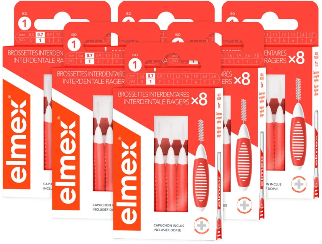 Elmex Interdentale Ragers 0,7mm ISO Maat 1 - 48 Stuks (6x8)