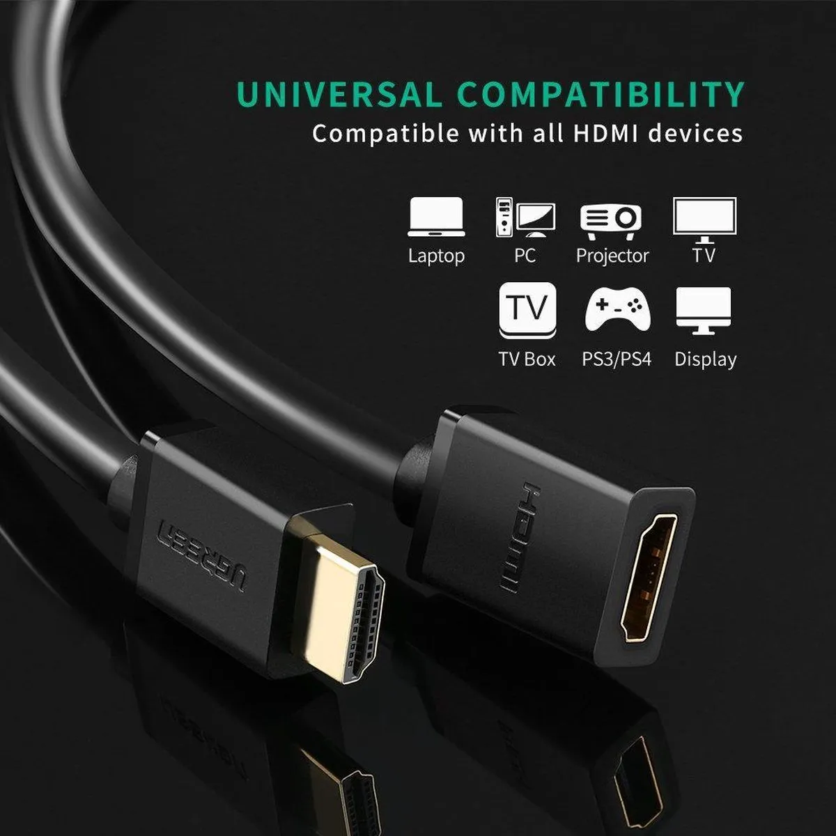 UGREEN HDMI 2.0 Verlengkabel M/F - 2m - Zwart
