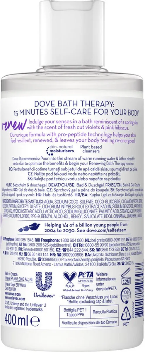Dove Bath Therapy Renew Badschuim & Douchegel - 2400ml (6x400ml)