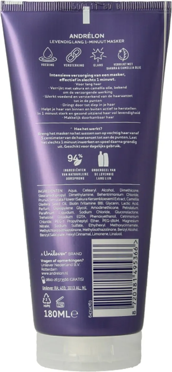 Andrélon WOW Masker Levendig Lang 180ml