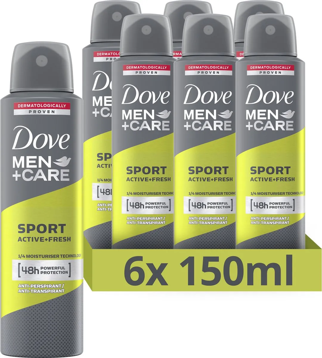 Dove Men+Care Sport Active+Fresh Anti-Transpirant Spray - 6x150ml