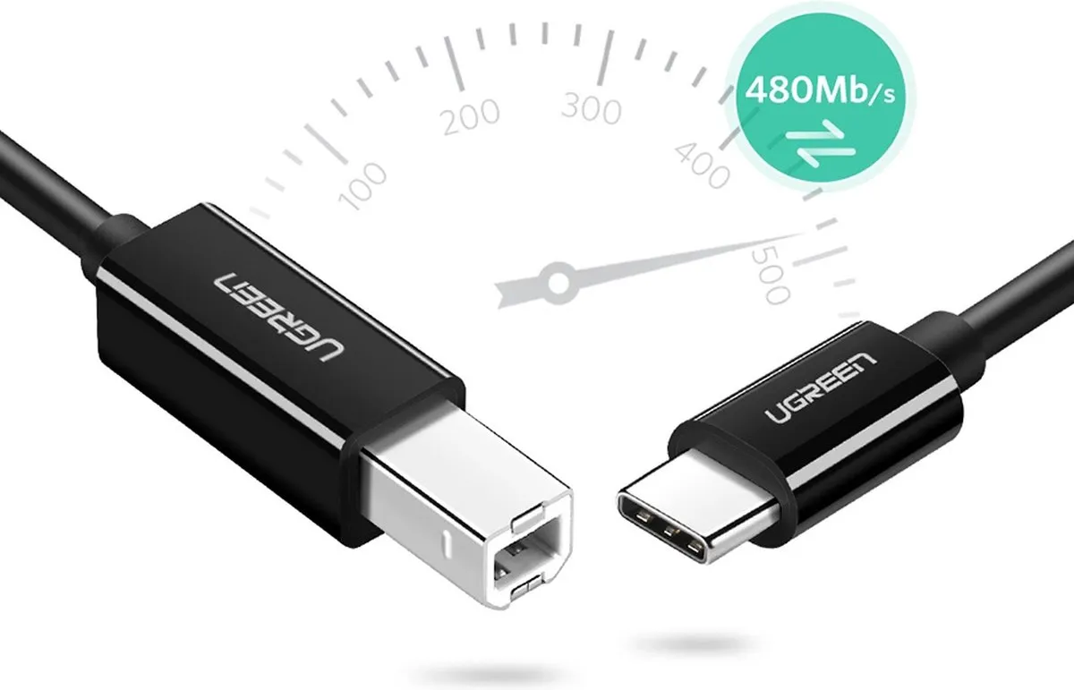 Ugreen Printerkabel USB-C 2.0 - 2m - Zwart - afbeelding 6 van 6