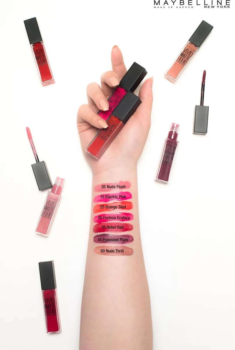 Maybelline Vivid Matte Liquid Lippenstift - 25 Orange Shot - 8ml - afbeelding 6 van 6