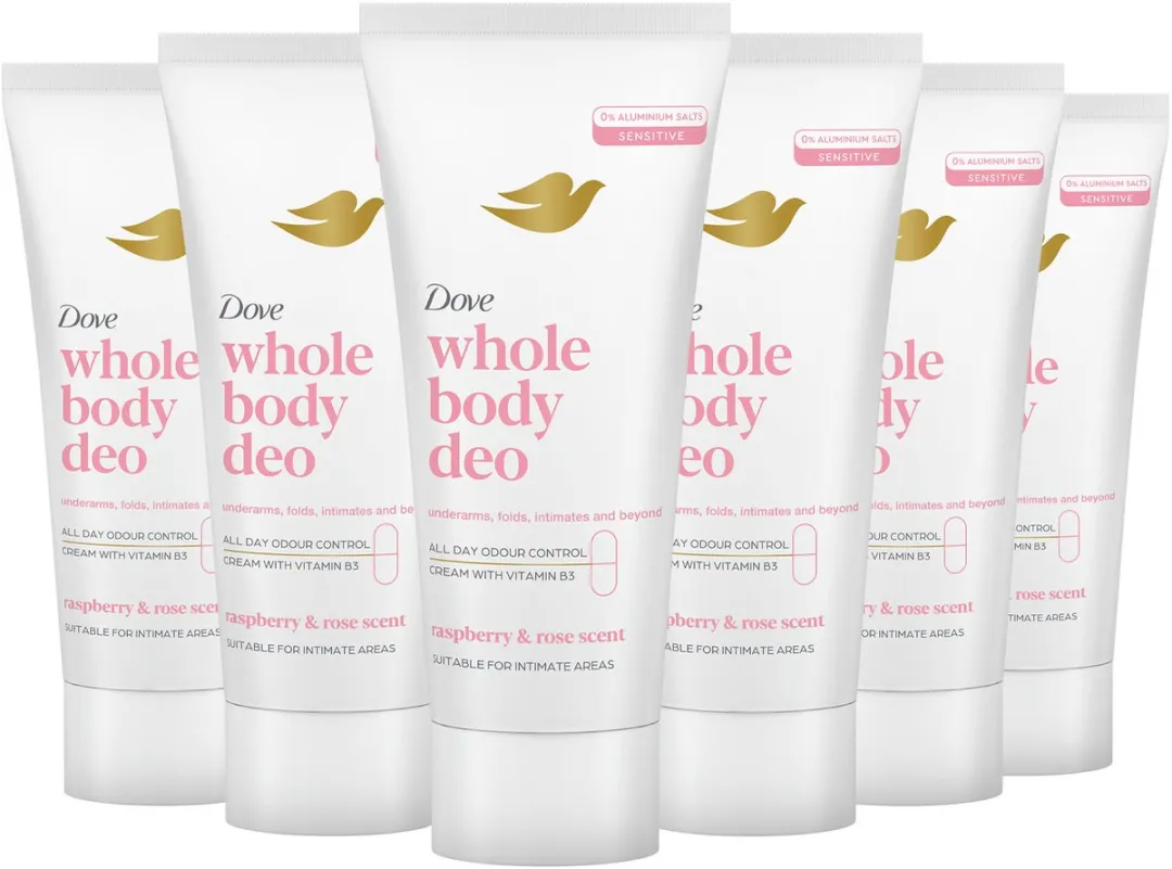 Dove Whole Body Deodorant Cream Raspberry & Rose 6x75ml