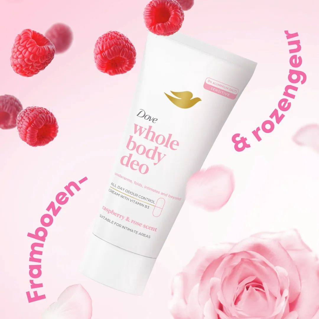 Dove Whole Body Deodorant Cream Raspberry & Rose 6x75ml