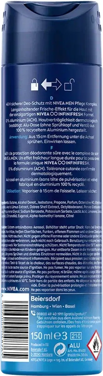 NIVEA Men Fresh Active Deospray - 150ml