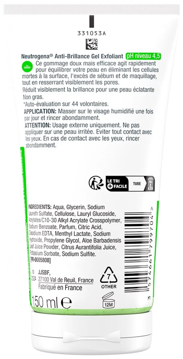 Neutrogena Anti-Shine Lime Exfoliërende Gel 150ml - afbeelding 2 van 5