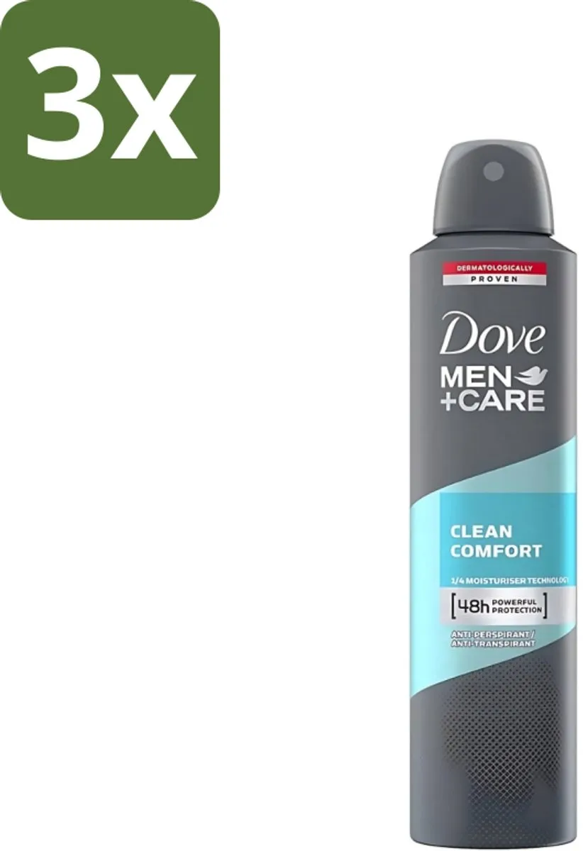 Dove Men+Care Clean Comfort Deodorant 250ml - 3 Stuks
