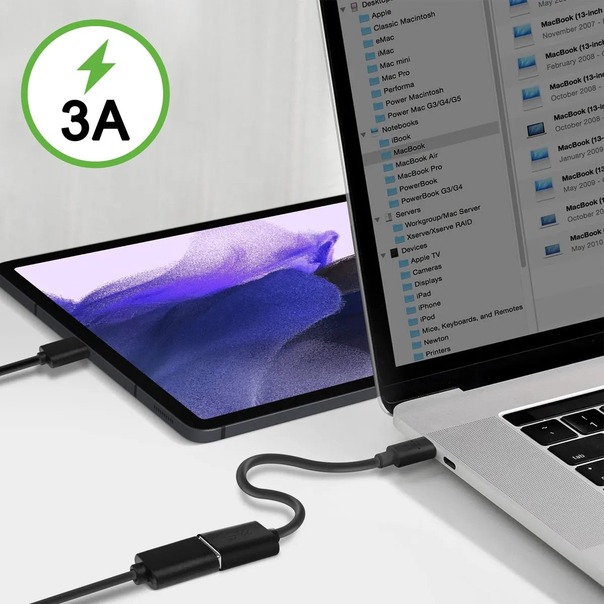 Belkin F2CU036btBLK USB-C naar USB-A Adapter - 1.8m - Zwart - afbeelding 6 van 6