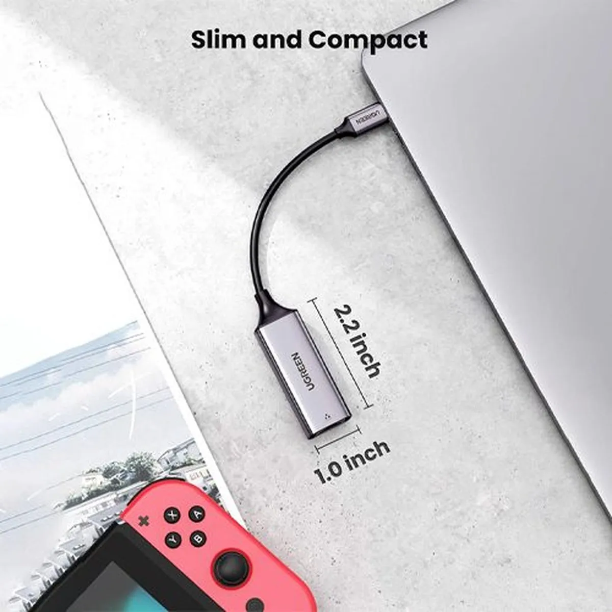Ugreen USB-C Gigabit Ethernet Adapter 1000Mbps - 20cm - Grijs