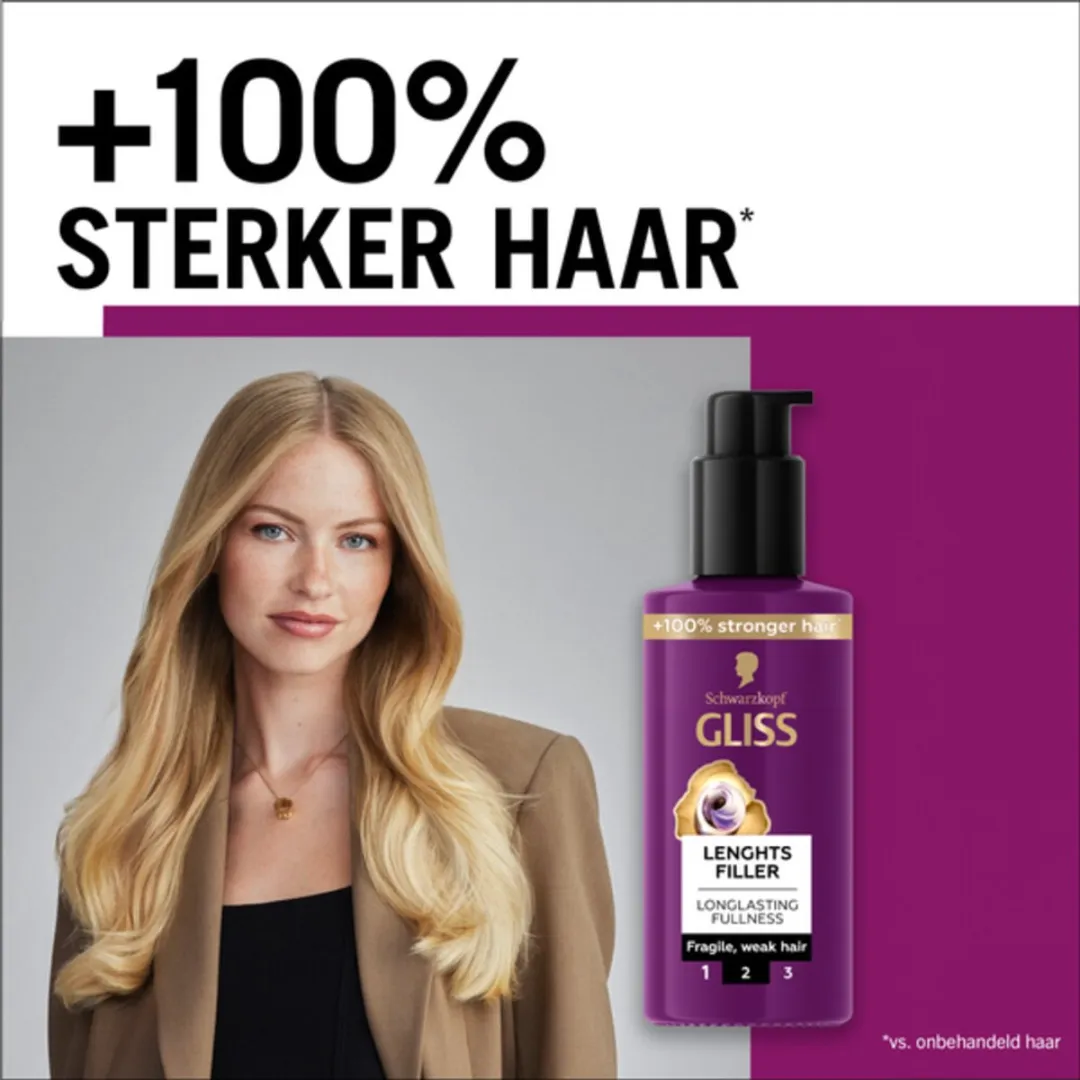 Schwarzkopf Gliss Lengths Filler Haarserum - Siliconenvrij - 15x100ml