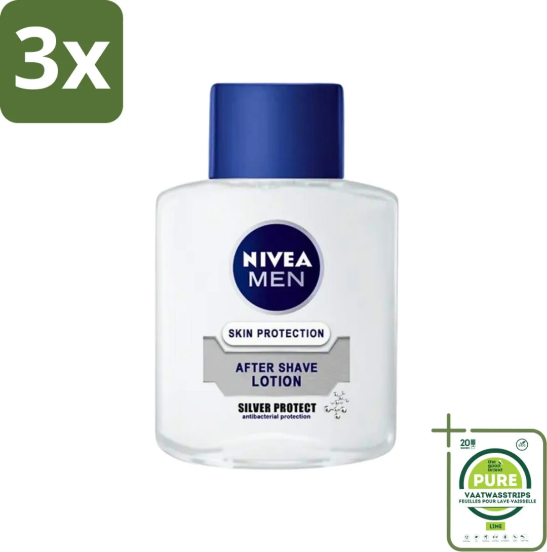 NIVEA Men Silver Protect Aftershave Lotion 300ml - 3 Stuks