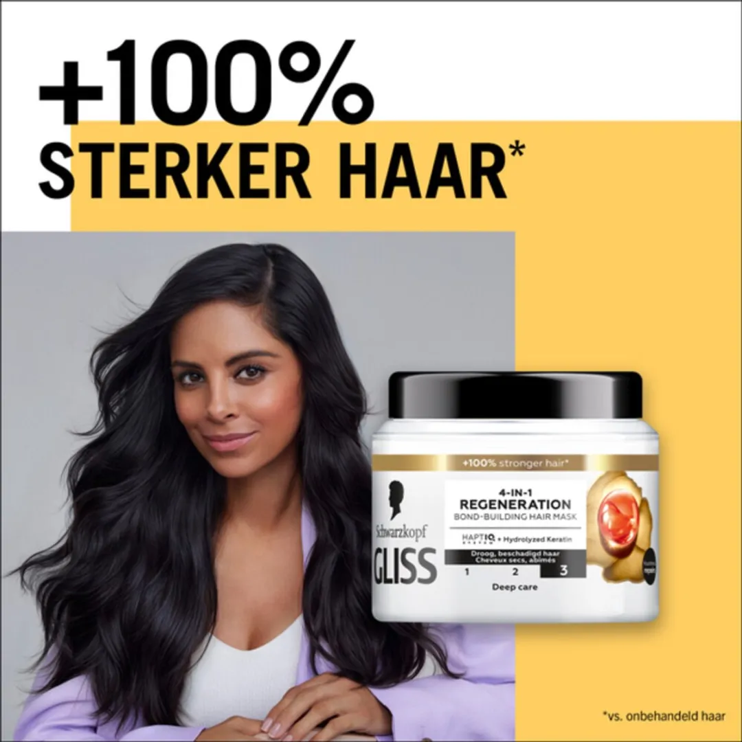 Gliss - Haarmasker - 4in-1 Hair Mask - Voor Diep Herstel - 400 ml - Voordeelverpakking - 6 stuks - Haar masker - Haarmasker herstel
