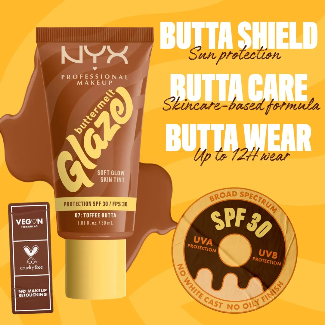 NYX Professional Makeup Buttermelt Glaze Foundation Toffee Butta - SPF 30 - 30ml