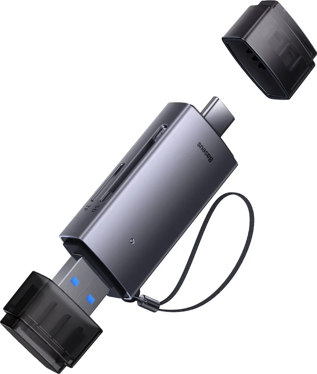Baseus WKQX-06 Lite SD/TF Kaartlezer - Zilver/Grijs